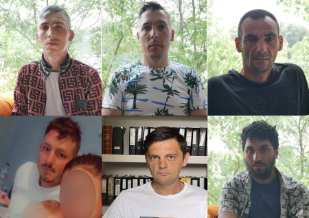 These Romanian men allege they were sexually abused and trafficked by former Harvest Christian Fellowship pastor, Paul Havsgaard, while they were wards of the Harvest Homes in Romania. They are (clockwise from top L): Aurelian Busca, 37; his brother, Alexandru-Cristian Busca, 38; Marian Dragne, 36; Bogdan Ionescu, 35; Alexandru Badaluta, 36; and Florin Cristian Caragea, 32.