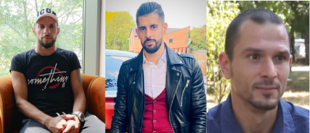 These men allege they were sexually abused and trafficked by former Harvest Christian Fellowship pastor, Paul Havsgaard, while they were wards of the Harvest Homes in Romania. They are (from L-R) Constantin-Alin Nitu, 36; Razvan-Georghe Nitu, 38; and George-Adrian Vasile, 33.