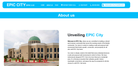 An archived version of the former "EPIC City" website shows a mosque-style structure and other elements of the now-stalled development.