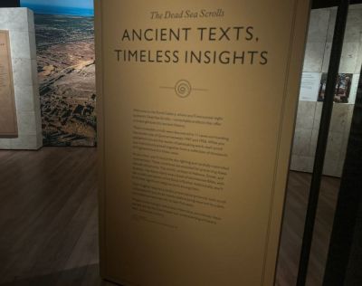 A sign in the "Dead Sea Scrolls: The Exhibition," which will open in Washington, D.C., on Nov. 22, 2025, and run through Sept. 7, 2026.