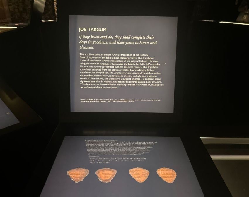 JOB TARGUM, a fragment on display at the Museum of the Bible's 