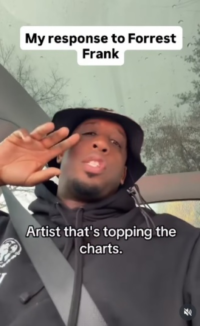 Derek Minor responds to Forrest Frank's criticism of an artificial intelligence Christian artist during a video posted to Instagram on Nov. 21, 2025.