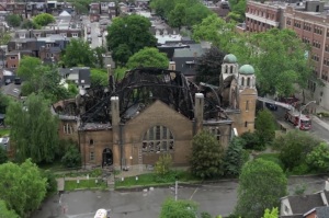 Fire at historic Canadian church investigated as arson amid spike in attacks