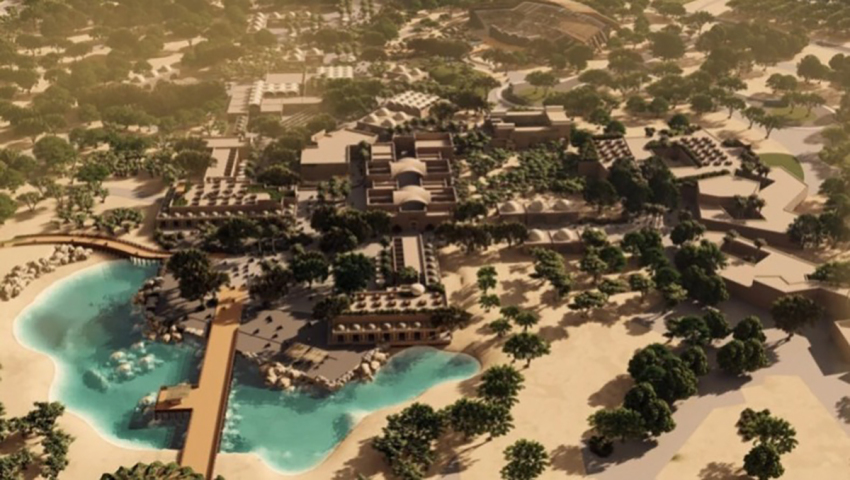 An artistic rendering of the proposed Pilgrimage Village of the Baptism Development Zone of the "Bethany beyond the Jordan" area in Jordan. 