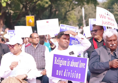 A group of Christians at the National Christian Convention, held in New Delhi on November 29, 2025. 