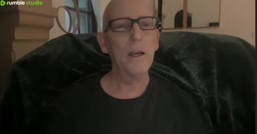 A screenshot of the "Real Coffee with Scott Adams" podcast with the "Dilbert" creator on Jan. 4, 2026.