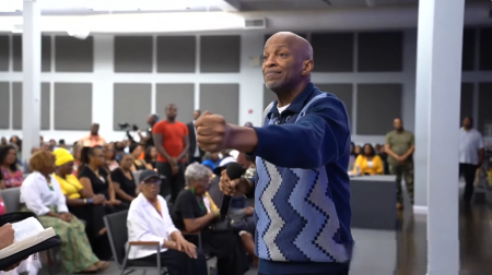 Gospel star Donnie McClurkin, 66, preaches at his Perfecting Faith Church in Freeport, N.Y.