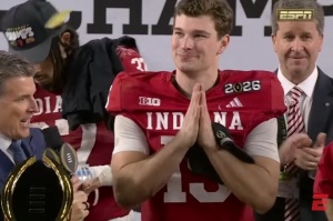 Fernando Mendoza thanks God after Indiana wins National Championship, drops F-bomb
