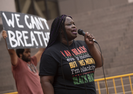 Nekima Levy Armstrong, civil rights lawyer and former candidate for Minneapolis mayor, speaks at a rally outside the Hennepin County Government Center on June 11, 2020, in Minneapolis, Minnesota.