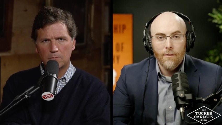 Pastor Joe Rigney, who helped plant Cities Church in St. Paul, Minnesota, offers his take on the recent anti-ICE protests at the church during an episode of "The Tucker Carlson Show" on Jan. 21, 2026.