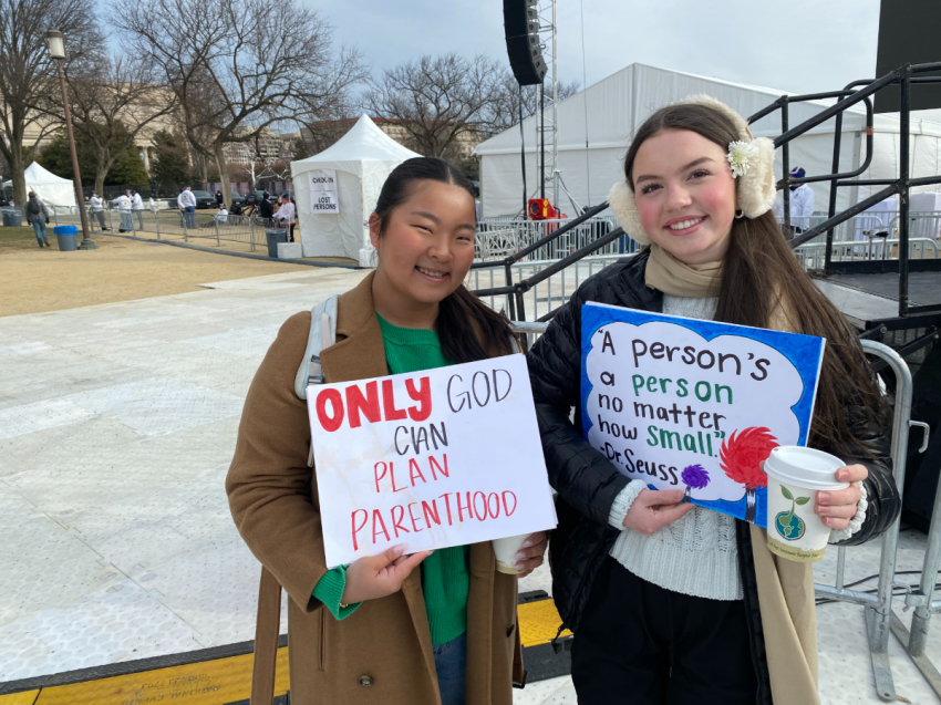 Stella Mae and Noelle, Catholic high school students from Fort Worth, Texas, attend the March for Life in Washington, D.C., Jan. 23, 2026. 