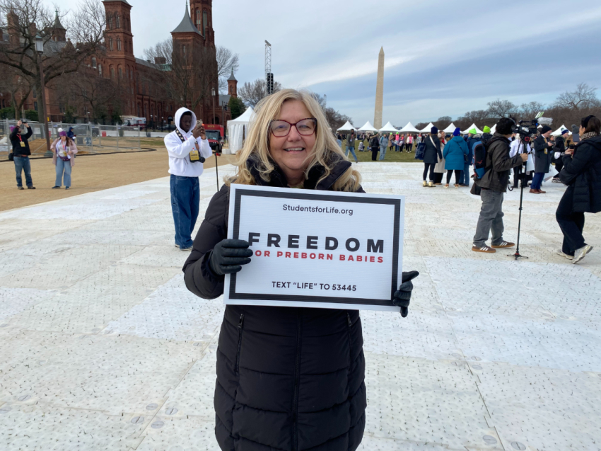 Marla Mercer, a resident of Wellsburg, West Virginia and the mother of Students for Life of America President Kristan Hawkins, attends the March for Life in Washington, D.C., Jan. 23, 2026. 