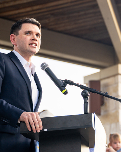 Democratic Texas state Rep. James Talarico speaks during a campaign launch rally on Sept. 9, 2025, in Round Rock, Texas.