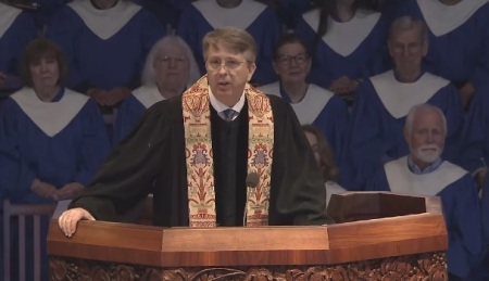 The Rev. Paul Rasmussen gives his last as senior pastor of Highland Park United Methodist Church in Dallas, Texas, on Feb. 1, 2026.