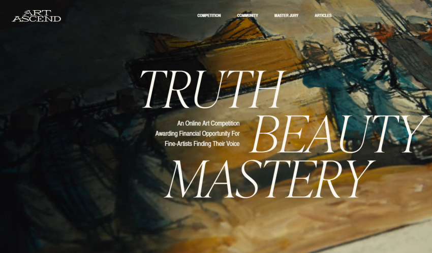 A screenshot of the homepage of the Art Ascend competition.