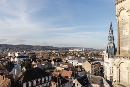 The view of Sens, France, from St. Stephen’s Cathedral. 