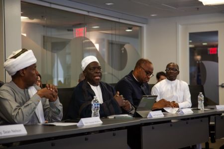 Nigerian faith leaders participate in a forum at the Pepperdine University office in Washington D.C. to address escalating tension in Nigeria on Feb. 4, 2026. From left to right: Hassan Attahiru, Imam Fuad Adeyemi, Rev. Yunusa Nmadu and Rev. Joseph Hayab.
