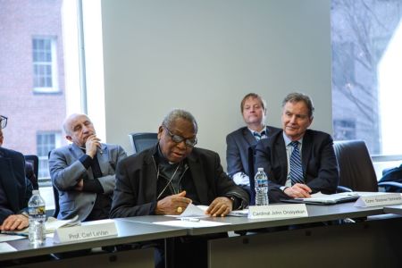 Roman Catholic Cardinal John Onaiyekan participates in a forum at the Pepperdine University office in Washington D.C. to address escalating tension in Nigeria on Feb. 4, 2026.