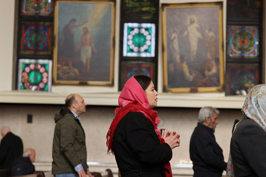 Iranian Christians attend a mass celebrating the Armenian Christmas at the Saint Sarkis Armenian Cathedral in Tehran on Jan. 6, 2026. 