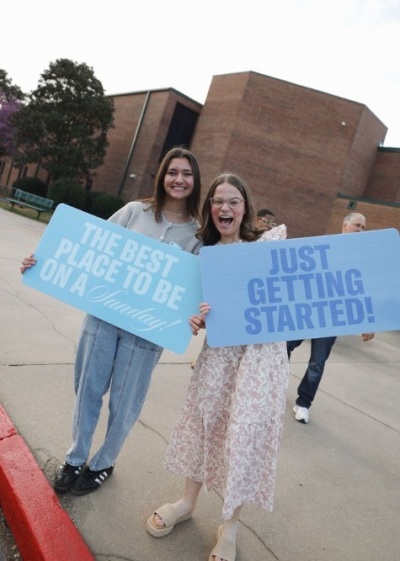 Greeters for the first worship service at the newly opened Church of the Highlands campus at Peachtree City, Georgia, on March 15, 2026. The location marked the 26th campus for the Alabama-based megachurch.