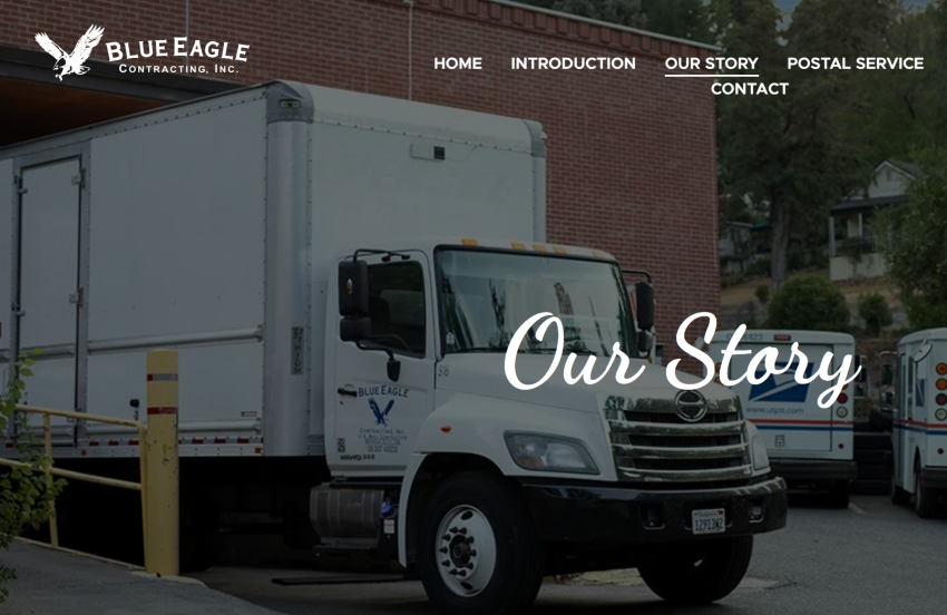 A screenshot of the website of Blue Eagle Contracting, Inc. in Grass Valley, California.