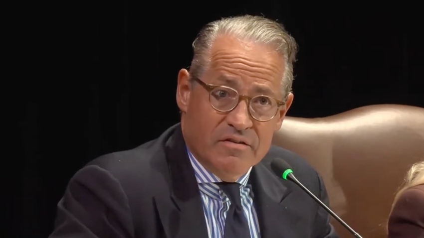 Eric Metaxas speaks at the Presidential Religious Liberty Commission's final hearing at the Museum of the Bible in Washington, D.C., April 13, 2026.