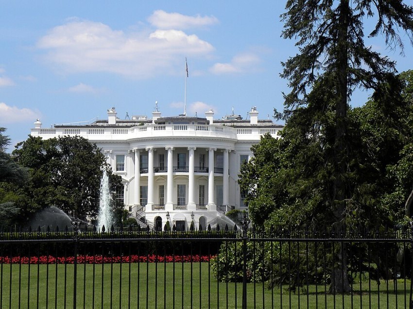 The front gate of the White House in Washington, D.C.