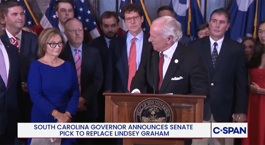 South Carolina Gov. Henry McMaster (R) announces his pick to temporarily replace Sen. Lindsey Graham, R-S.C., who died suddenly on July 11, 2026, until a special election is held.