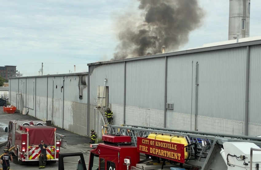 Knoxville firefighters respond to a fire at Overcoming Believers Church of Knoxville, Tennessee, on Monday, July 27, 2026. 