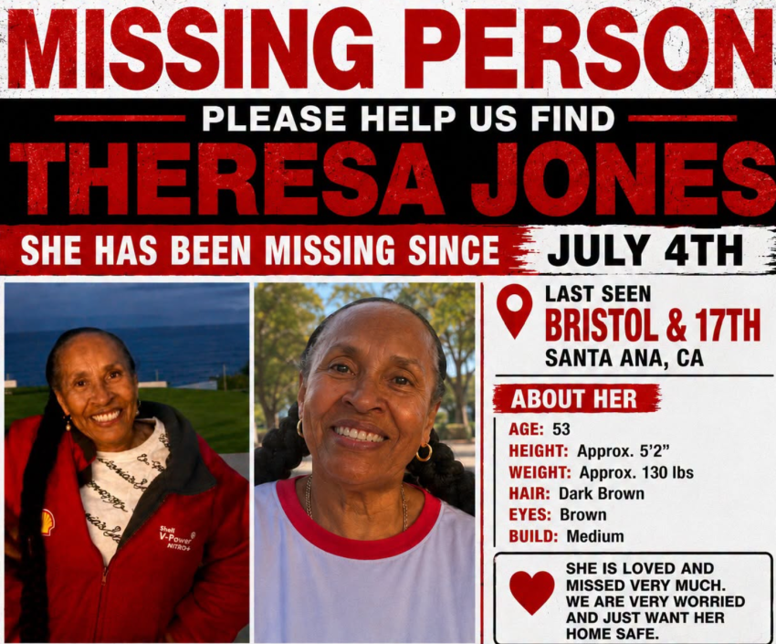 The late Theresa Jones went missing on July 4, 2026.