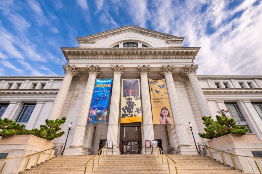 Banners hang at the entrance to the National Museum of Natural History in DC. It is considered the second most visited museum in the world.