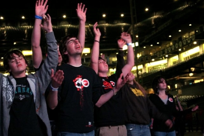 More than 22,000 teens fill AT&T Park in San Francisco for Teen Mania's BattleCry Stadium event, March 9-10.