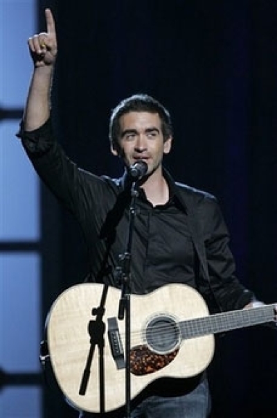 Aaron Shust performs at the Dove Awards on Wednesday, April 25, 2007 in Nashville, Tenn. Shust was named new artist of the year. The Dove Awards are given by the Gospel Music Association.