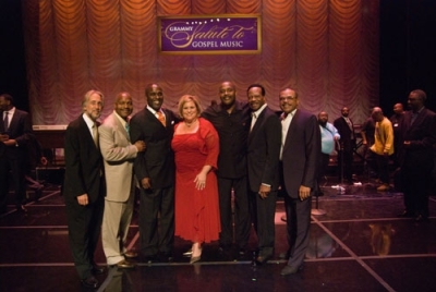 Neil Portnow, The Winans, Sandi Patti, Edwin Hawkins, and Walter Hawkins pose at the Grammy Salute to Gospel Music event at the historic Lincoln Theatre in Washington, DC., on Wednesday, June 18, 2008.