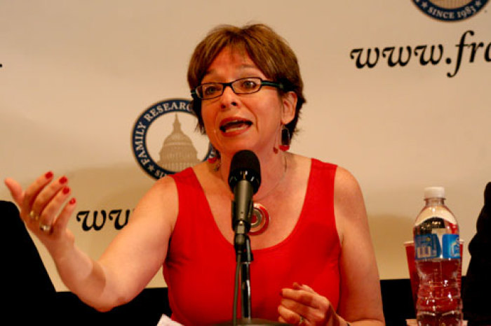 Professor Chai R. Feldblum of Georgetown University Law Center speaks at the Family Research Council's discussion on the California same-sex ''marriage'' as FRC president Tony Perkins sits next to him on Thursday, July 10, 2008 in Washington, D.C.