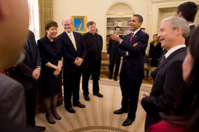 President Barack Obama meets with the Council of Faith-Based and Neighborhood Partnerships in the White House on Feb. 4.