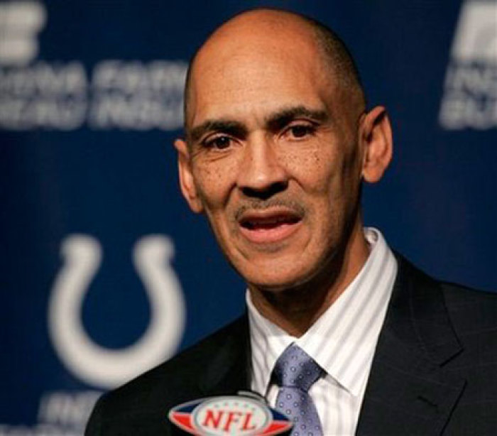In this file photo, Indianapolis Colts coach Tony Dungy speaks after the announcement that he will retire in Indianapolis, Monday, Jan. 12, 2009.