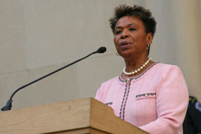 Rep. Barbara Lee (D-Calif.) speaks at a congressional rally at the Rayburn House Office Building courtyard in Washington, D.C., on Tuesday, April 28, 2009. The rally is part of the Mobilization to End Poverty campaign.