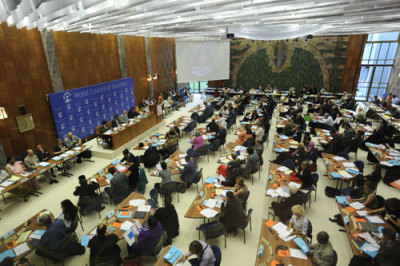 Members of the World Council of Churches Central Committee in session in Geneva on Wednesday, August 26, 2009.