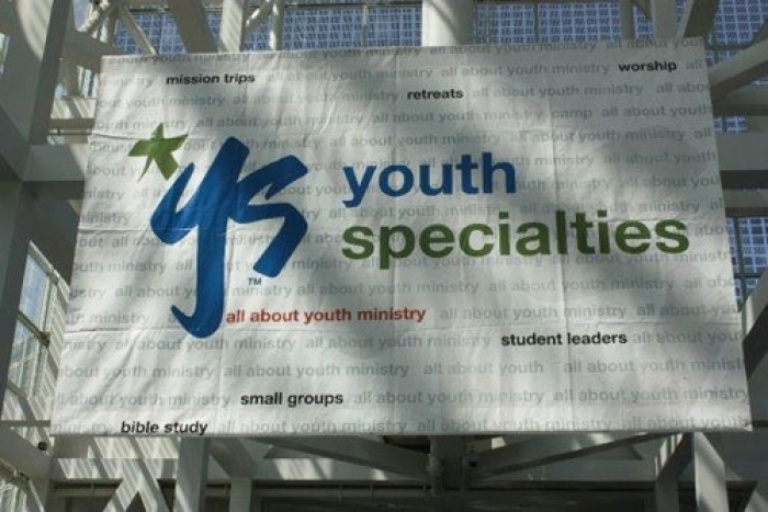A Youth Specialties poster is seen at a 2009 National Youth Workers Convention.