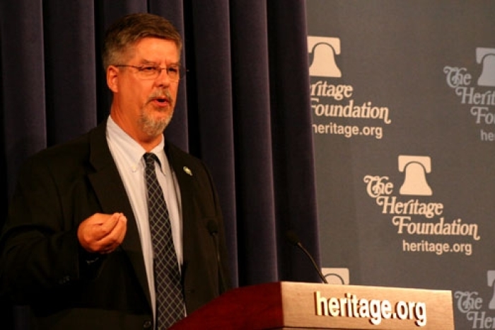 Dr. E. Calvin Beisner, national spokesman for The Cornwall Alliance for the Stewardship of Creation, speaks at The Heritage Foundation-hosted event on Thursday, Dec. 3, 2009 in Washington, D.C.