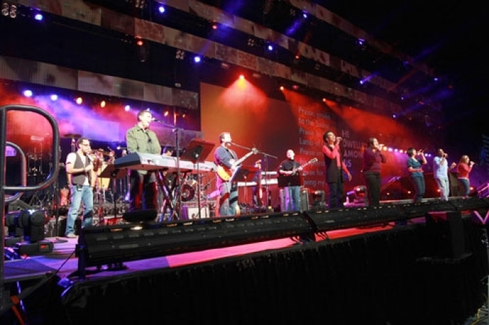 The worship team at Urbana 09 missions conference in St. Louis, Missouri.