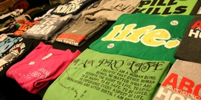 Pro-life T-shirts are on display at a conference hosted by American Life League, on Thursday, Jan. 21, 2010, in Washington, D.C.