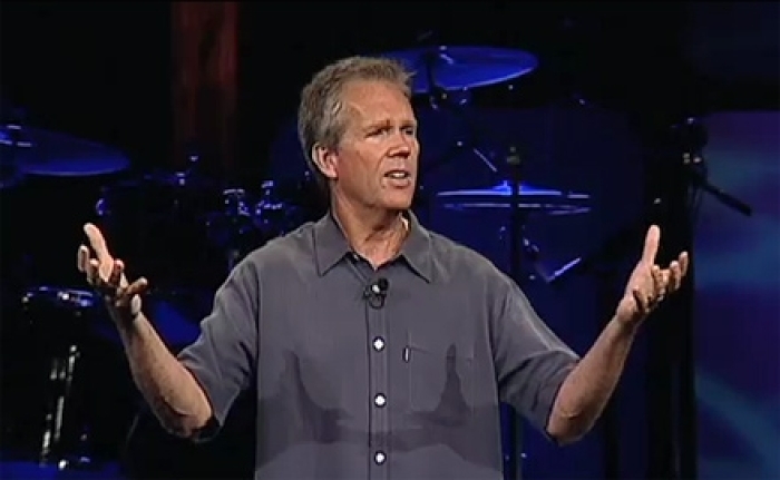 Kenton Beshore, senior pastor of Mariners Church in Irvine, Calif., preaches on Sunday, Oct. 3, 2010, about why Jesus hates religion.