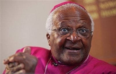 Nobel peace laureate Desmond Tutu talks during a press conference in this file photo from July, 2010.