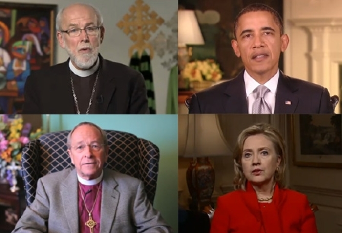 (from top left clockwise) The Rev. Mark S. Hanson, presiding bishop of the Evangelical Lutheran Church in America; President Barack Obama; Secretary of State Hillary Clinton; New Hampshire Episcopal Bishop Gene Robinson join the It Gets Better Project to support LGBT youth who are bullied.