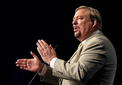 In this file photo, evangelical pastor Rick Warren speaks at an event in July 2009 in Washington.