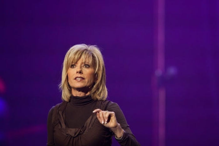 Popular speaker and author Beth Moore tells the 22,000 students at Passion 2011 that they need to control their mind and set their focus on God during her morning session on Sunday, Jan. 2, 2011, in Atlanta, Georgia.