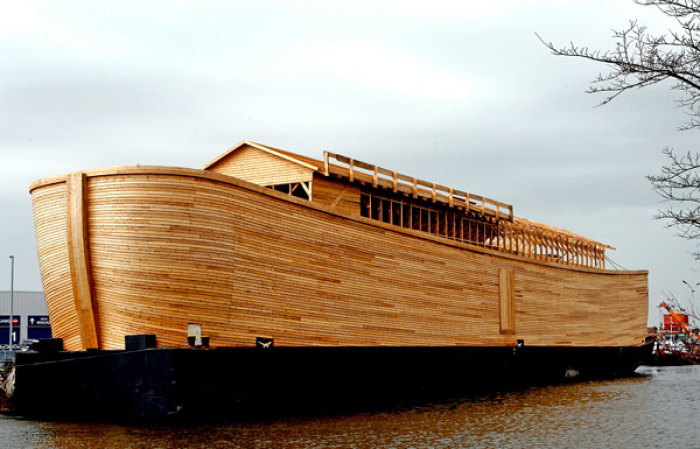 A general view of a working replica of Noah's Ark built by Johan Huibers as a testament to his faith in the Bible in Schagen, the Netherlands March 31, 2006. This was Huibers' first ark. His latest project is a full-size Noah's Ark, which is scheduled to be completed in July 2011.