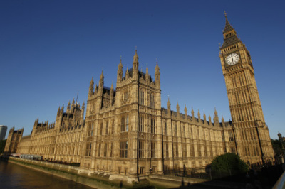 The British Houses of Parliament in central London.